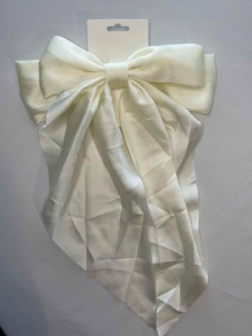 Elegant Cream Satin Bow Scarf Hair Accessory